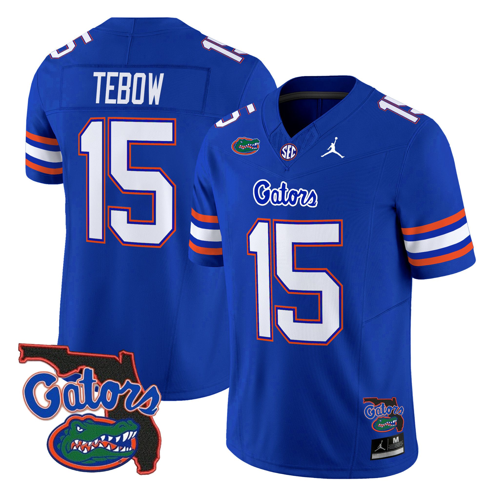 Men Florida Gators #15 Tebow Blue 2024 Florida Patch Vapor Limited NCAA Jersey style 1->ncaa teams->NCAA Jersey